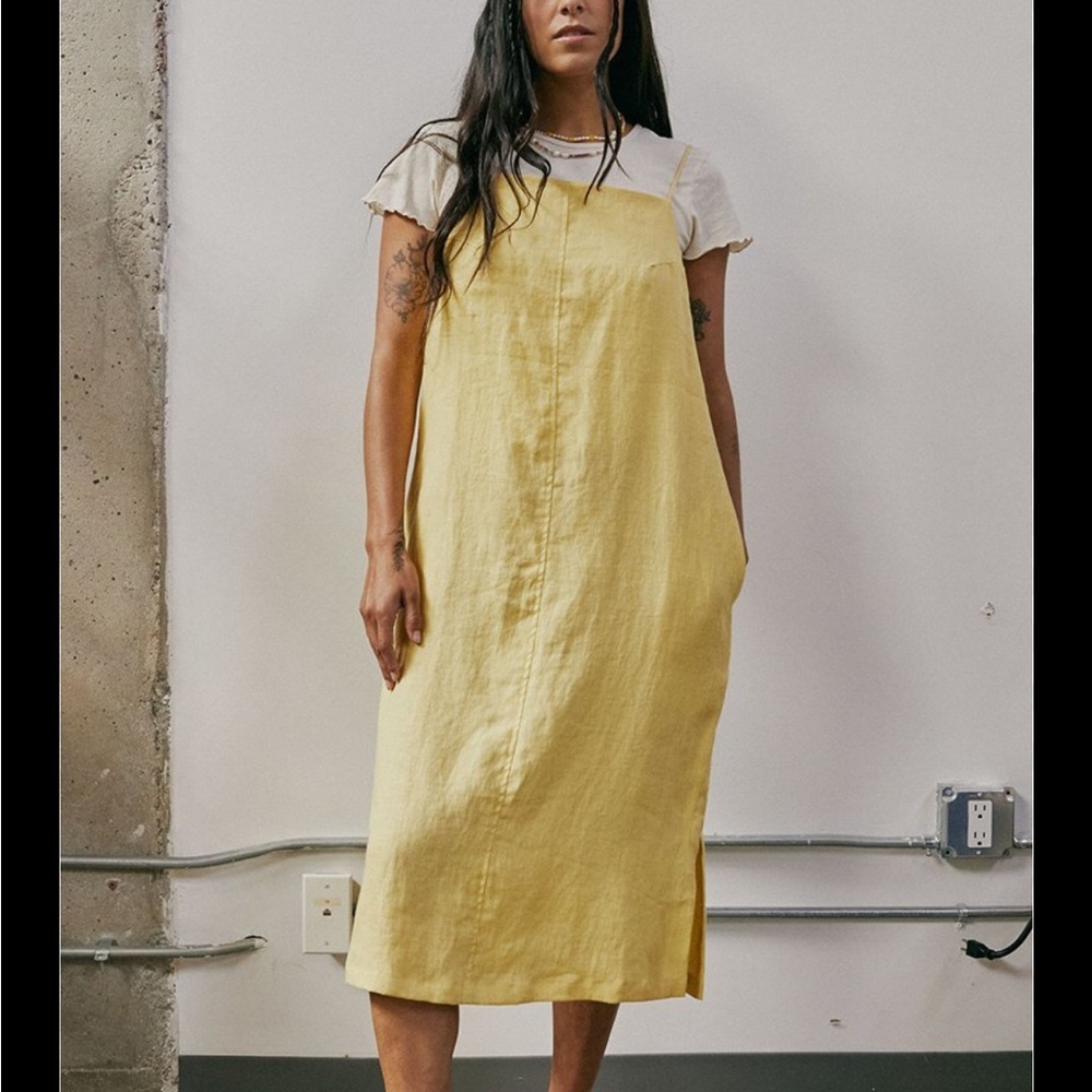Yellow linen dress